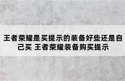 王者荣耀是买提示的装备好些还是自己买 王者荣耀装备购买提示